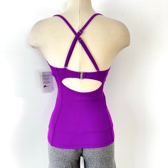 Athleta Kaimana Tankini Swim Top Underwire Purple 32D/DD Tall NWT - Picture 5 of 10